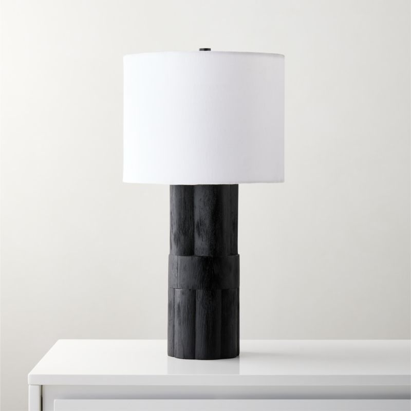 Walden Black Acacia Wood Table Lamp Tall - Image 1