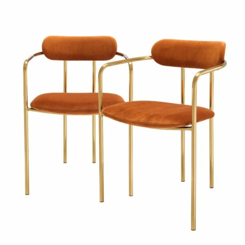 Eichholtz Singer Upholstered Dining Chair Upholstery Color: Orange - Image 0