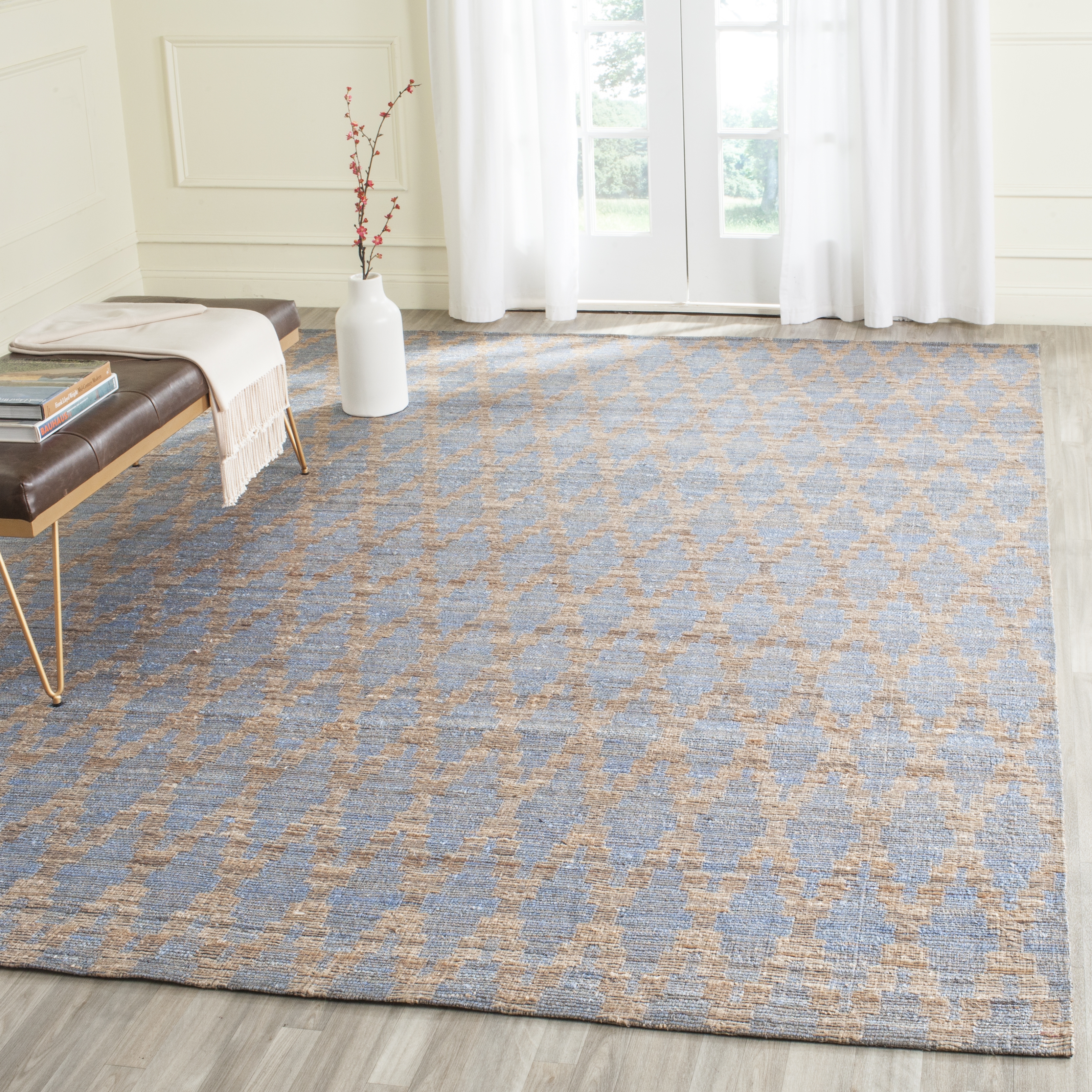 Arlo Home Hand Woven Area Rug, CAP413A, Light Blue/Gold,  8' X 10' - Image 1