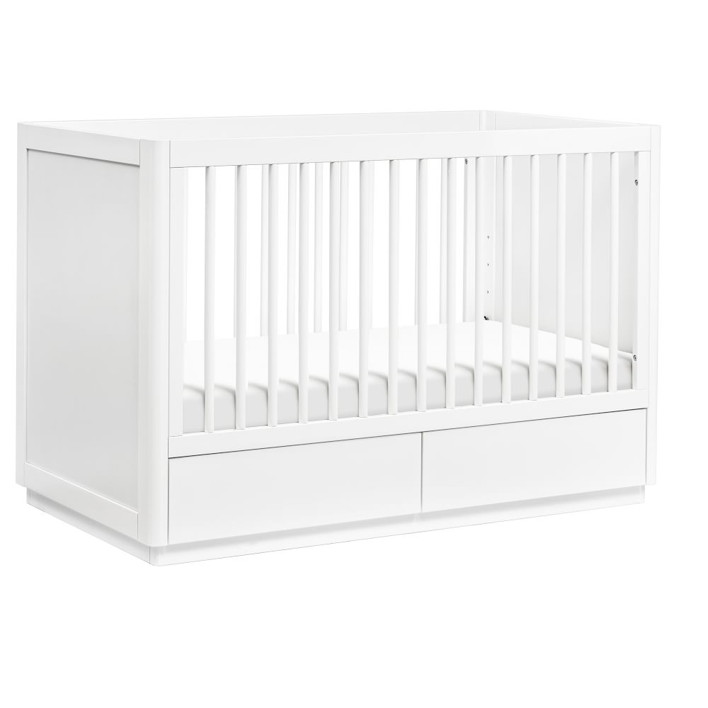 Bento 3-in-1 Convertible Storage Crib with Toddler Bed Conversion Kit, White, WE Kids - Image 0