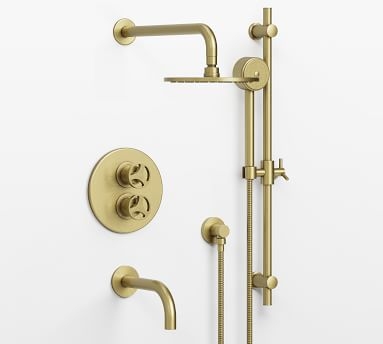 Tilden Thermostatic Cross-Handle Bathtub & Hand-Held Shower Faucet Set, Polished Nickel - Image 2