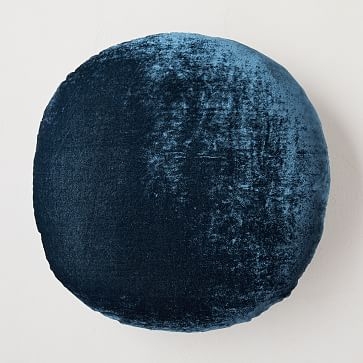 Round Lush Velvet Pillow, Regal Blue - Image 0