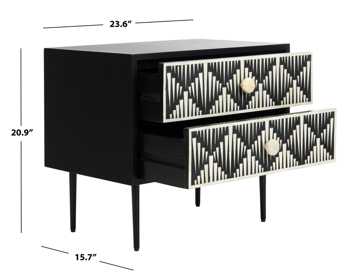 Tessie Bone Inlay Nightstand - Black - Image 7