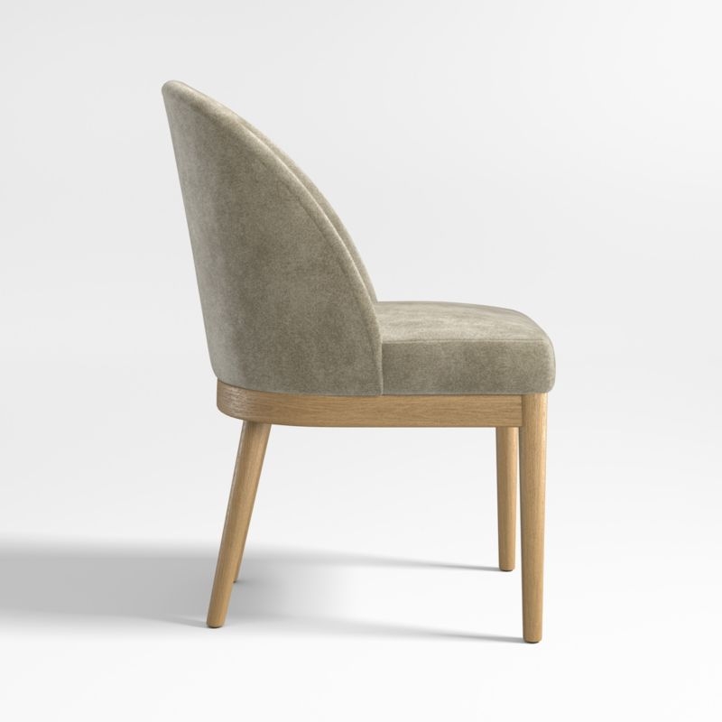 Ana Olive Green Velvet Dining Chair with Natural Wood Legs - Image 3