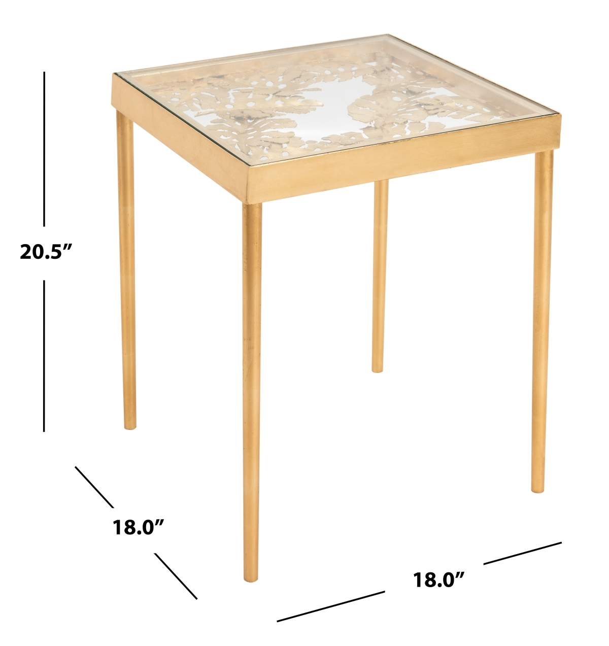 Leilani Palm Leaf Side Table - Gold / Glass - Safavieh - Image 5