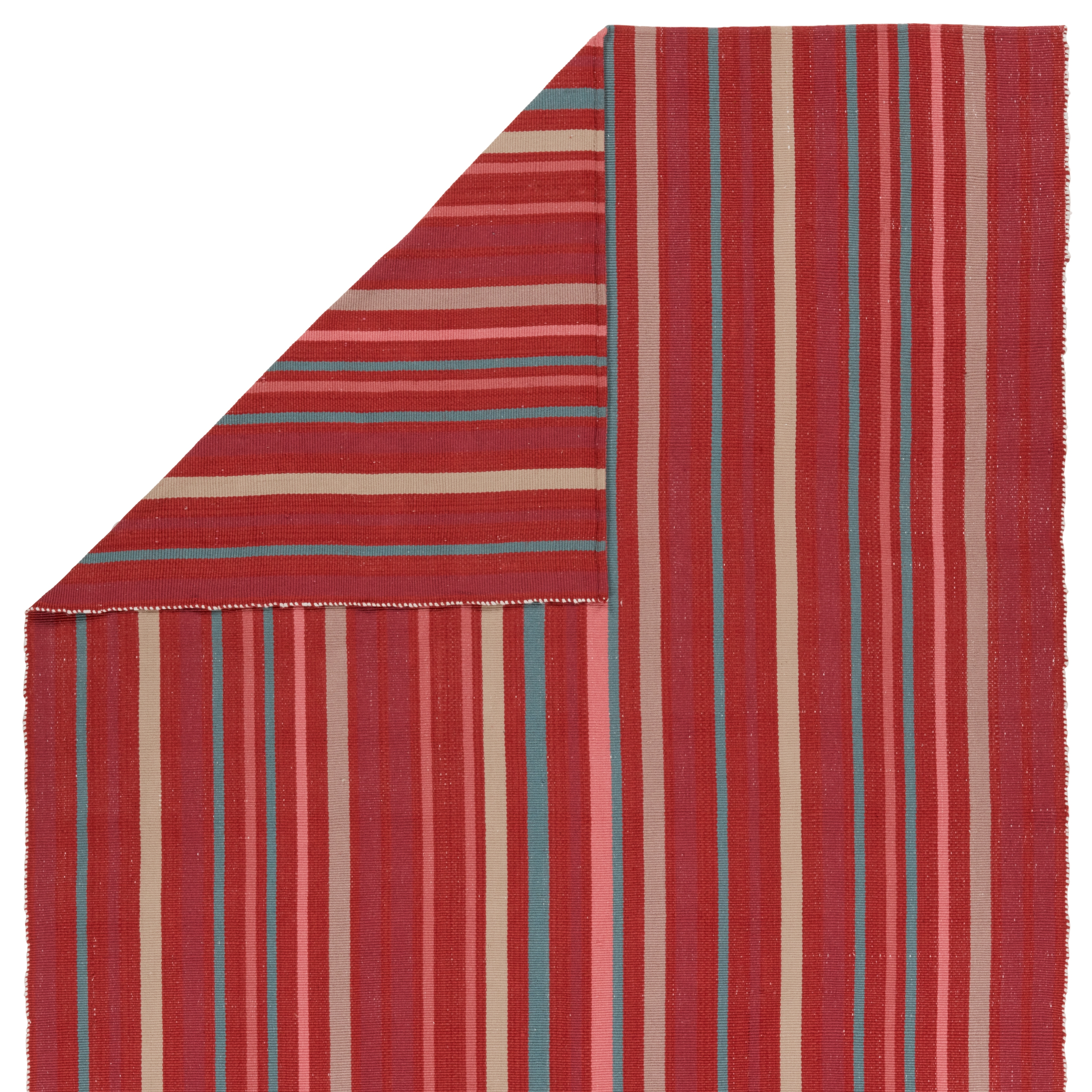 Vibe by Viviana Handmade Striped Red/Blue Runner Rug (3'X8') - Image 2