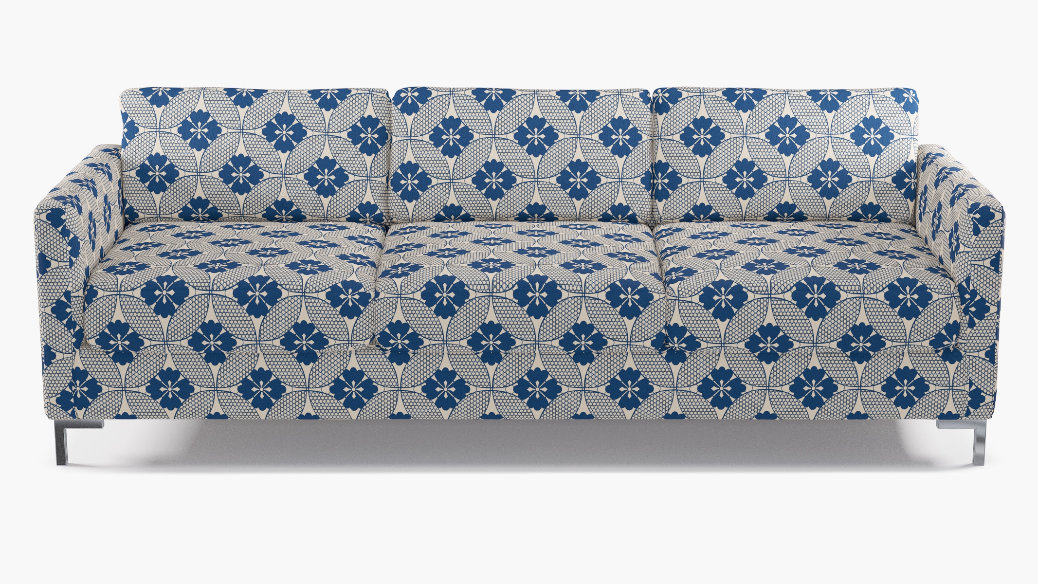Modern Sofa, Bright Navy Solaire, Chrome L Leg - Image 0