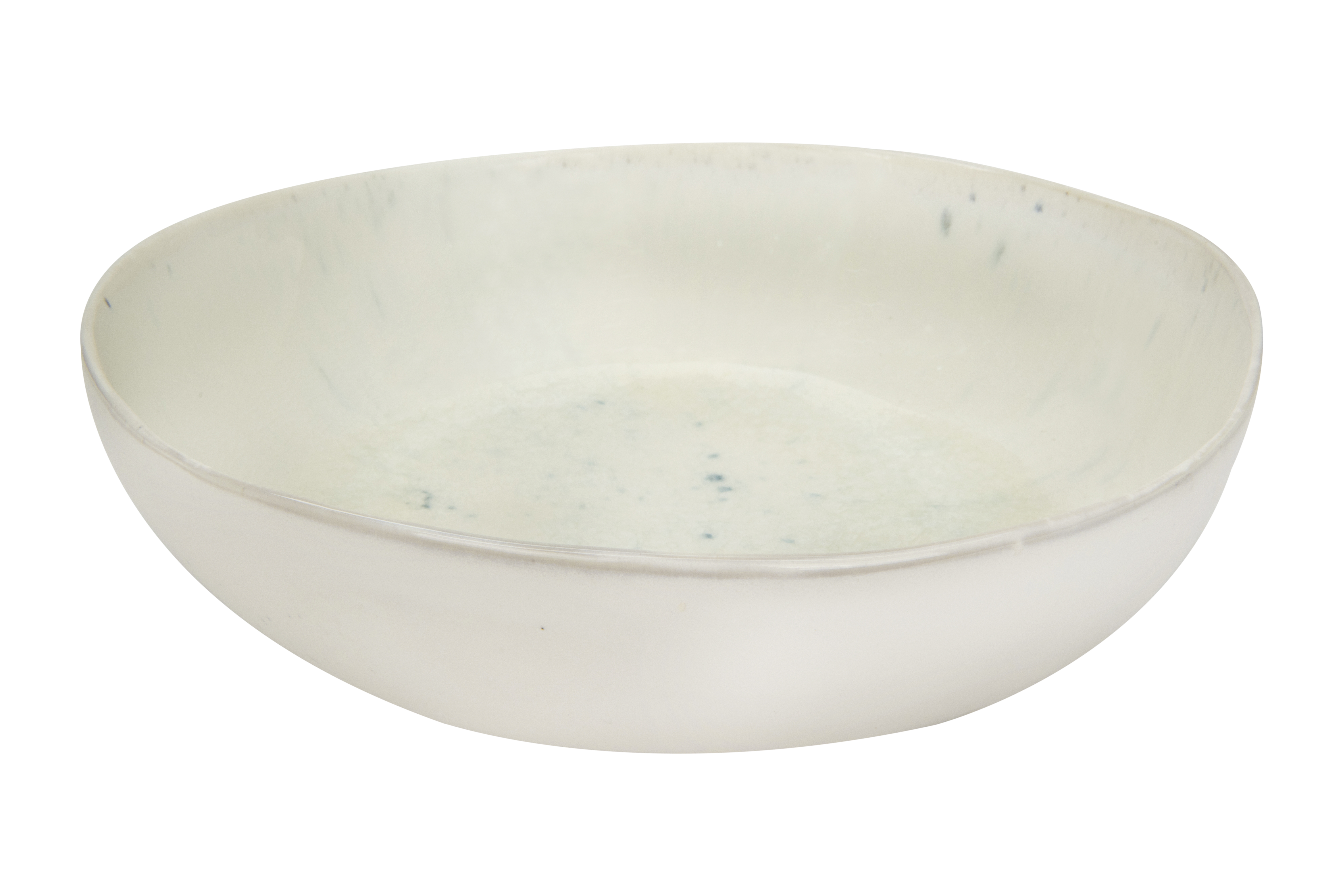 White Stoneware Serving Bowl with Reactive Glaze Finish - Image 0