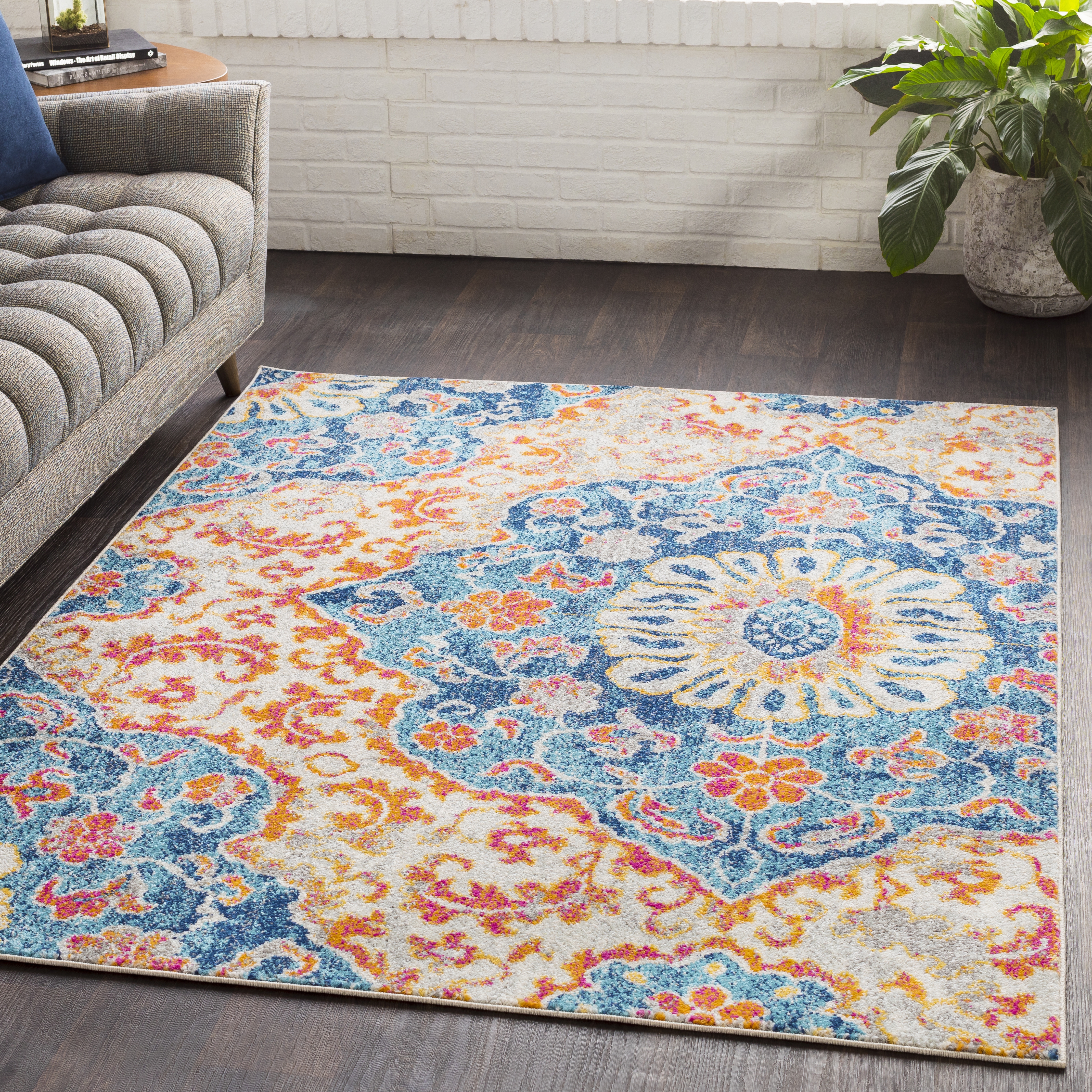 Elaziz Blue Indoor 2' x 3' Machine Woven Rug - Image 1