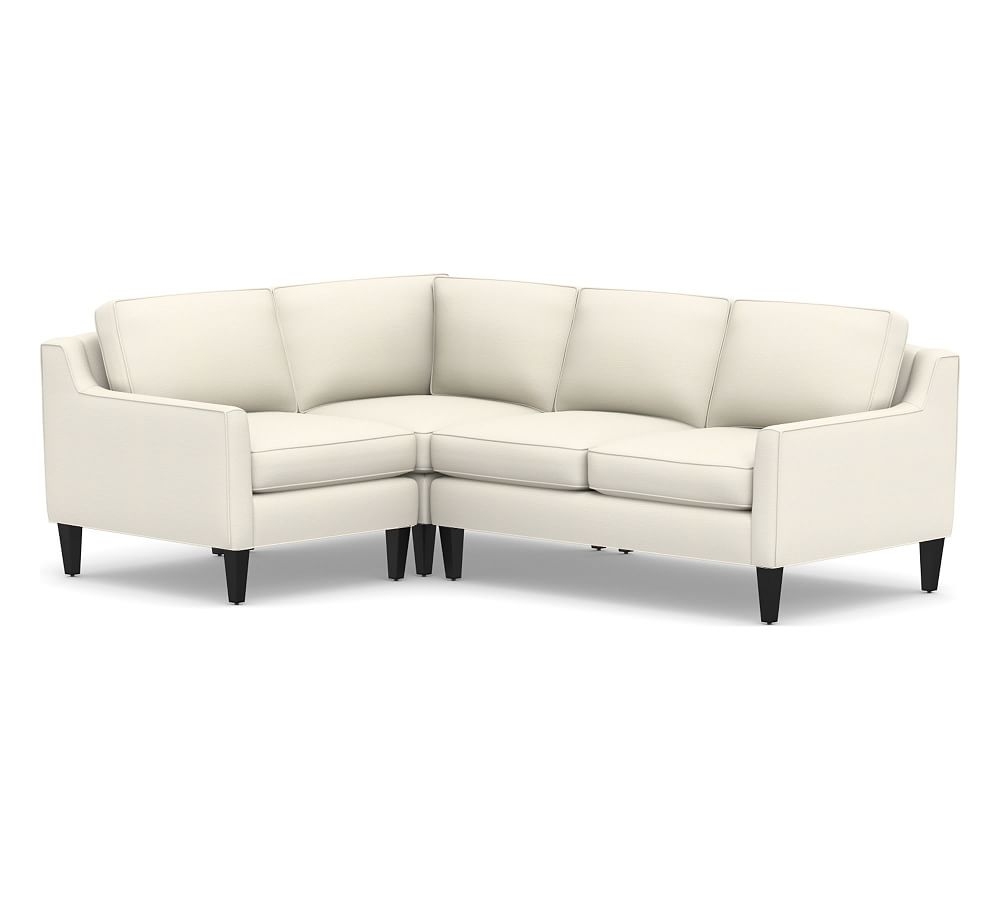 Beverly Upholstered Right Arm 3-Piece Corner Sectional, Polyester Wrapped Cushions, Textured Twill Ivory - Image 0