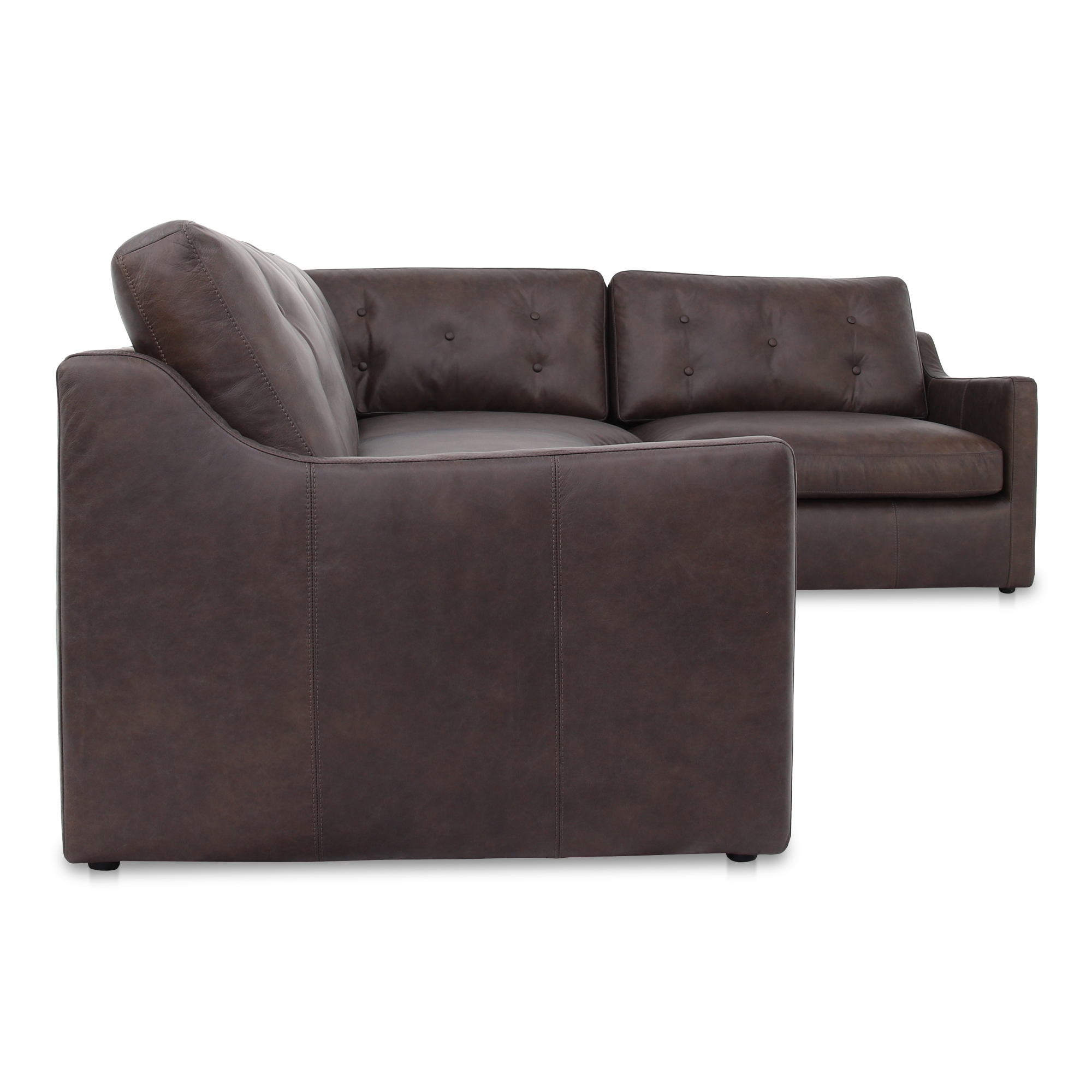 Thurlow 3 Piece Right Modular Sectional Espresso Brown Leather - Image 2