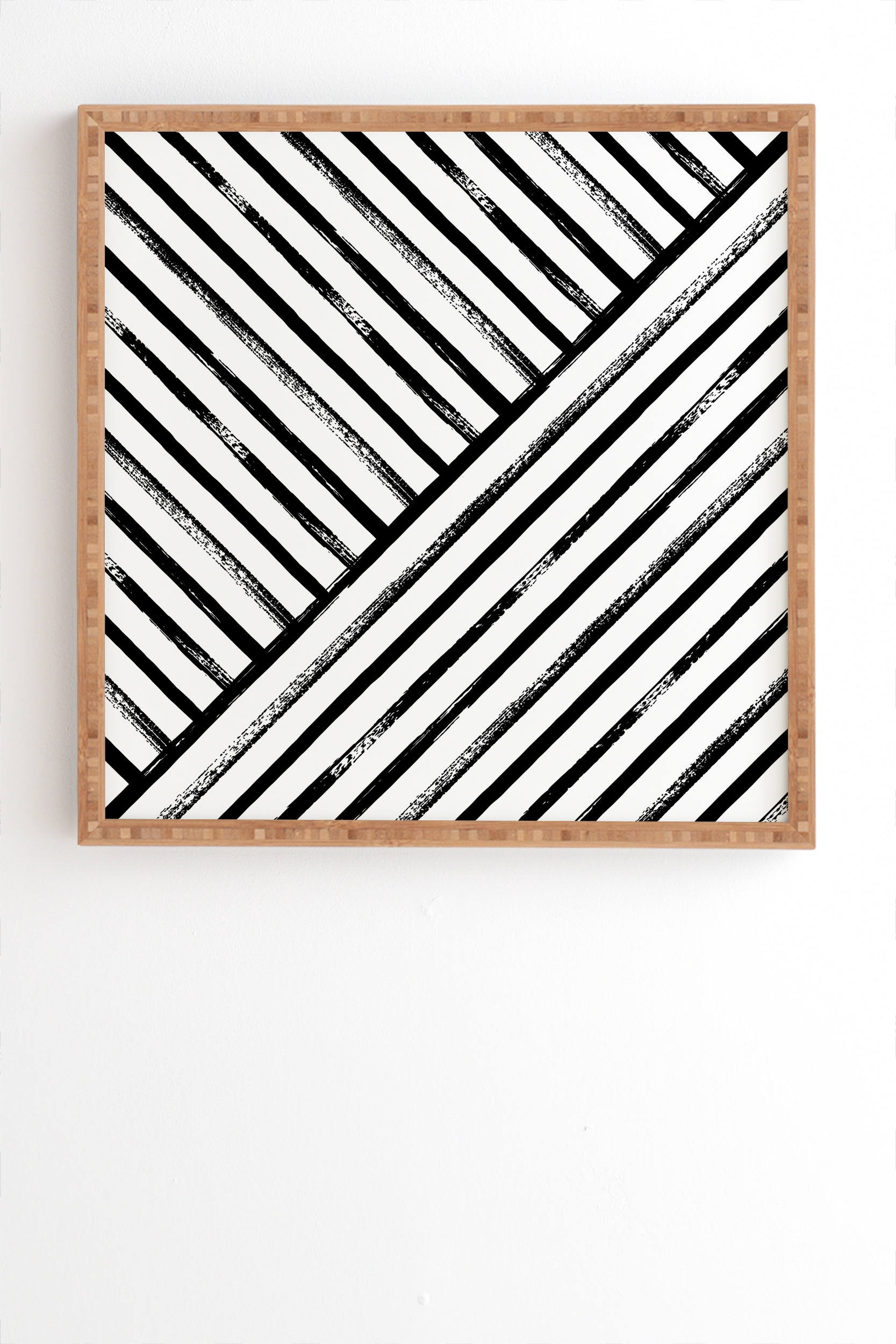 Geometric Stripe Pattern by Kelly Haines - Framed Wall Art Bamboo 30" x 30" - Image 1