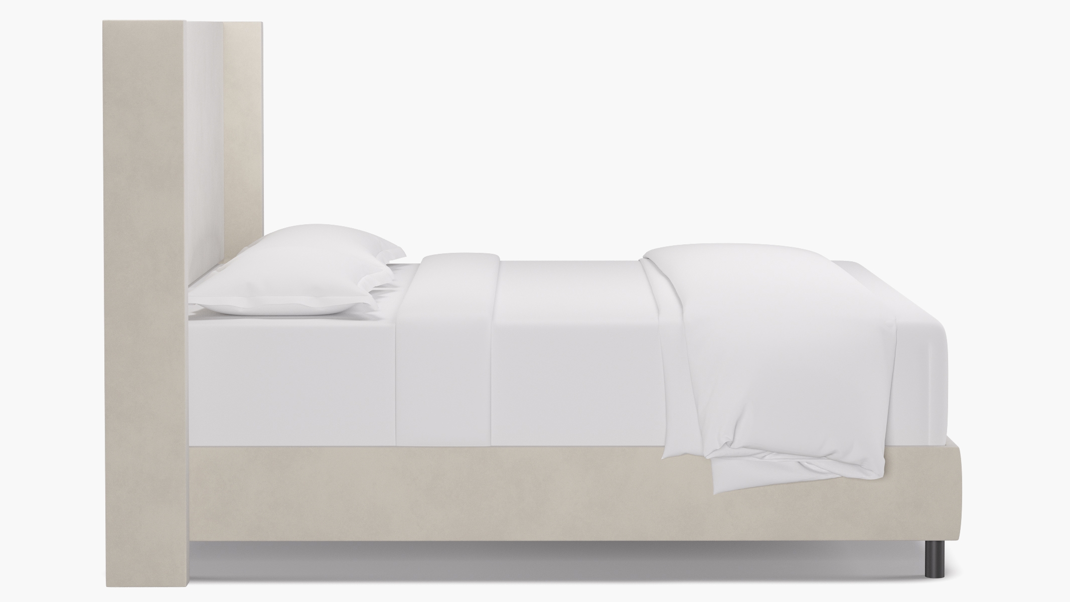 Modern Wingback Bed, White Classic Velvet, King - Image 2