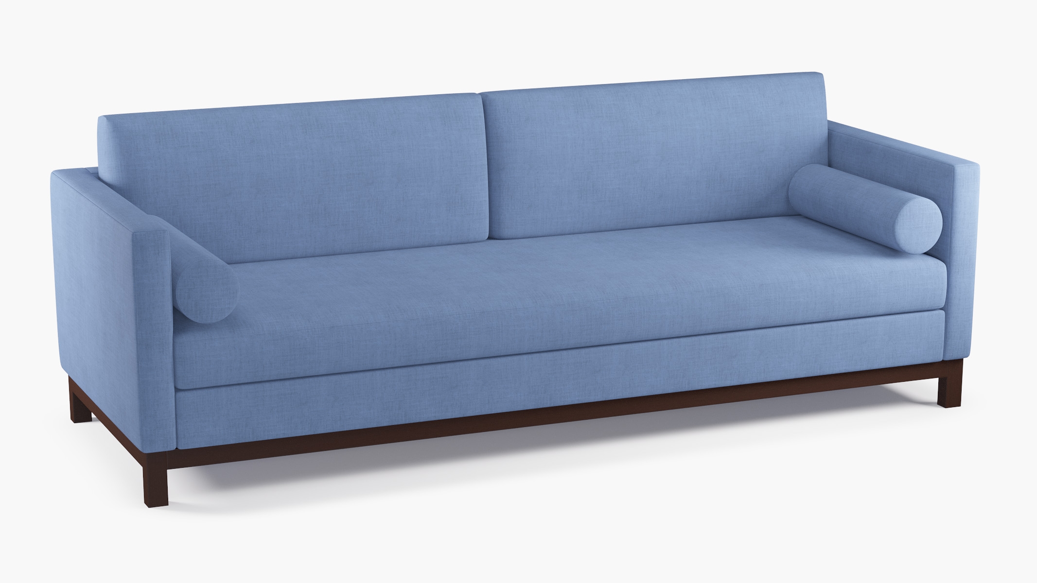 Tailored Tuxedo Sofa, French Blue Linen, Walnut - Image 1