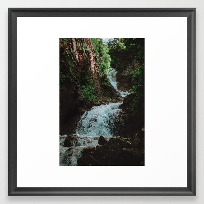 Alaska Waterfall Framed Art Print by Leah Flores - Scoop Black - Medium(Gallery) 20" x 20"-22x22 - Image 0