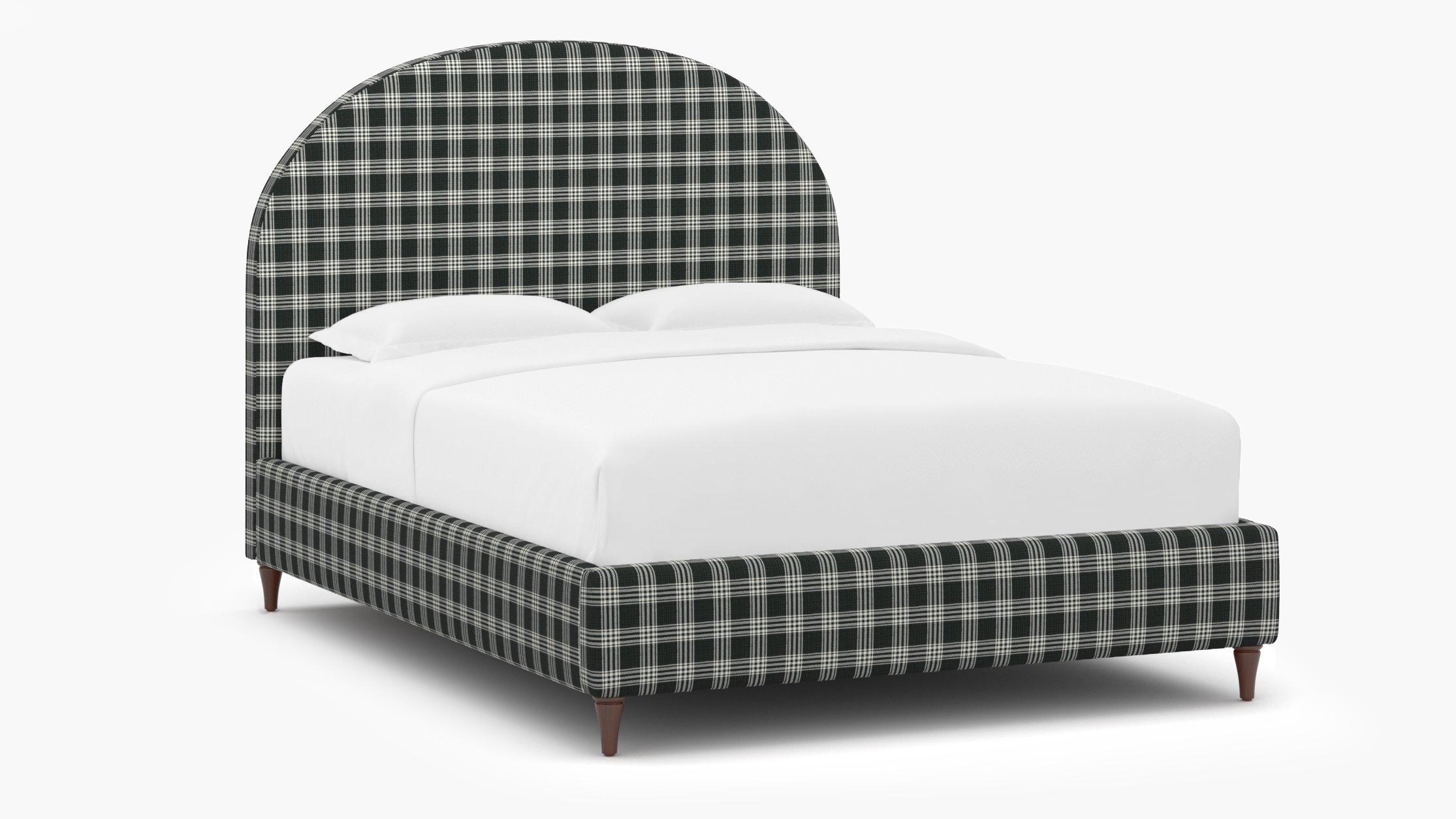 Demilune Bed, Barnegat Plaid, Walnut Decorative Tapered Leg, Twin - Image 1