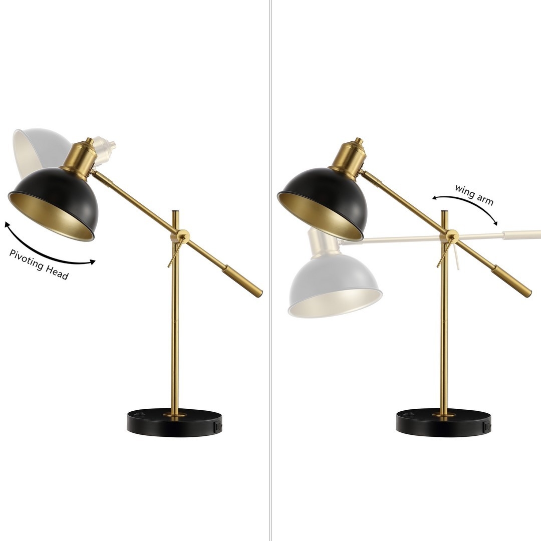 Amur 24" Table Lamp W/ Usb - Black / Brass - Safavieh - Image 4