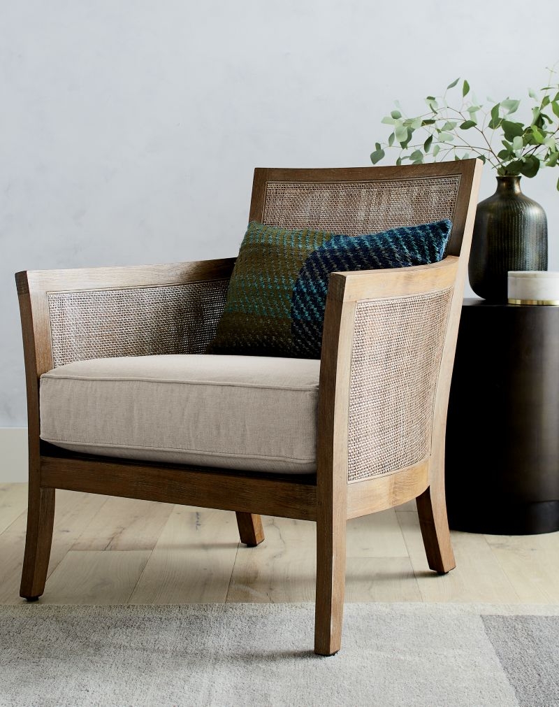 Blake Grey Wash Rattan Chair with Fabric Cushion - Image 0