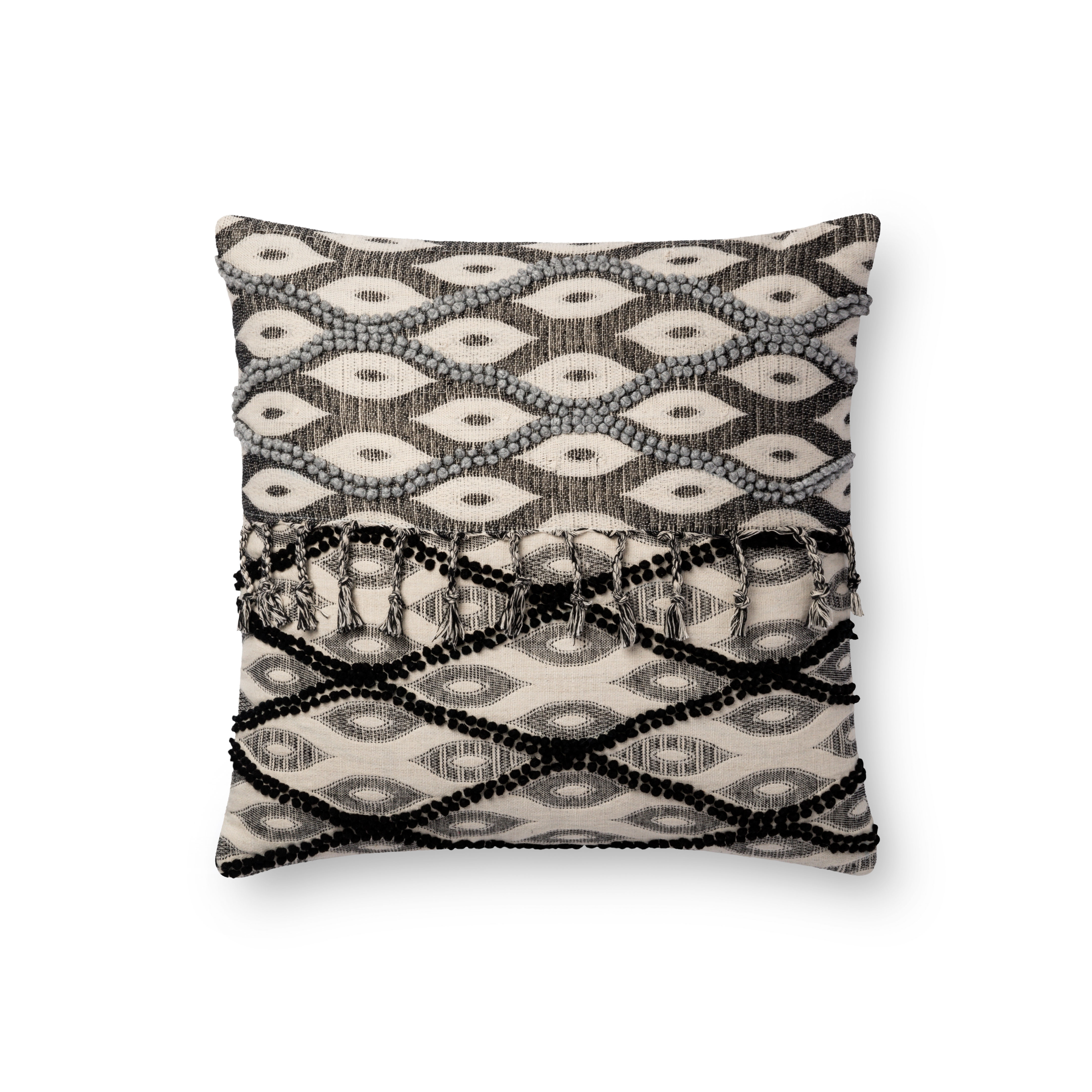 Loloi Pillows Black / White 18 " x 18" Cover w/Down - Image 0