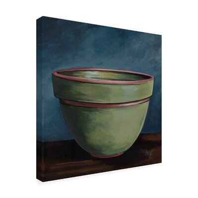 Debbi Wetzel 'Green N Pink Bowl' Canvas Art - Image 0