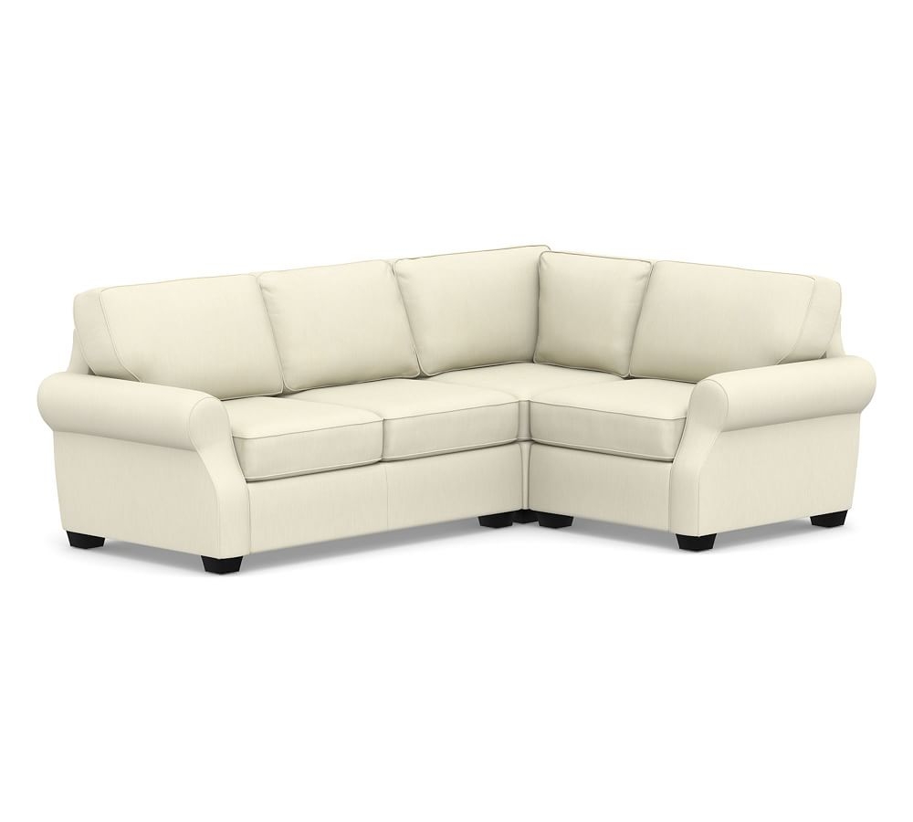 SoMa Fremont Roll Arm Upholstered Left Arm 3-Piece Corner Sectional, Polyester Wrapped Cushions, Premium Performance Basketweave Ivory - Image 0