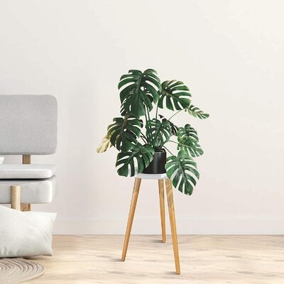 Indoor Plant Stand -  Wood Mid Century Plant Stand For Indoor Plants, Modern Plant Table, 20" Tall Plant Holder Stand For Flower Pots, Small Round Side Table, End Table - Image 0