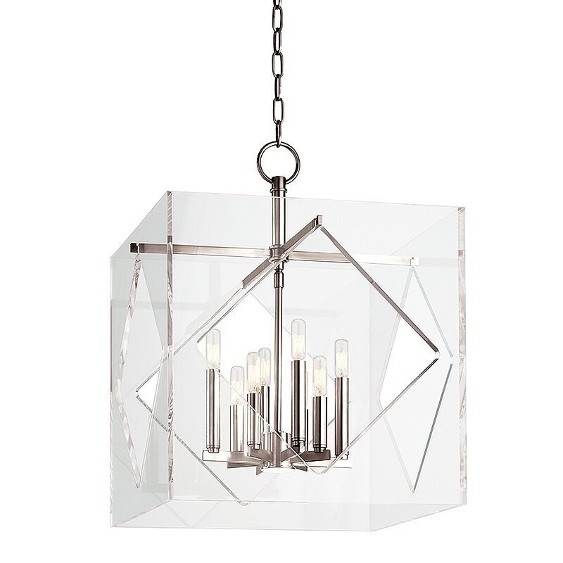  Travis 8 - Light Candle Style Rectangle / Square Chandelier Finish: Polished Nickel, Size: 26.5" H x 20" W x 20" D - Image 0