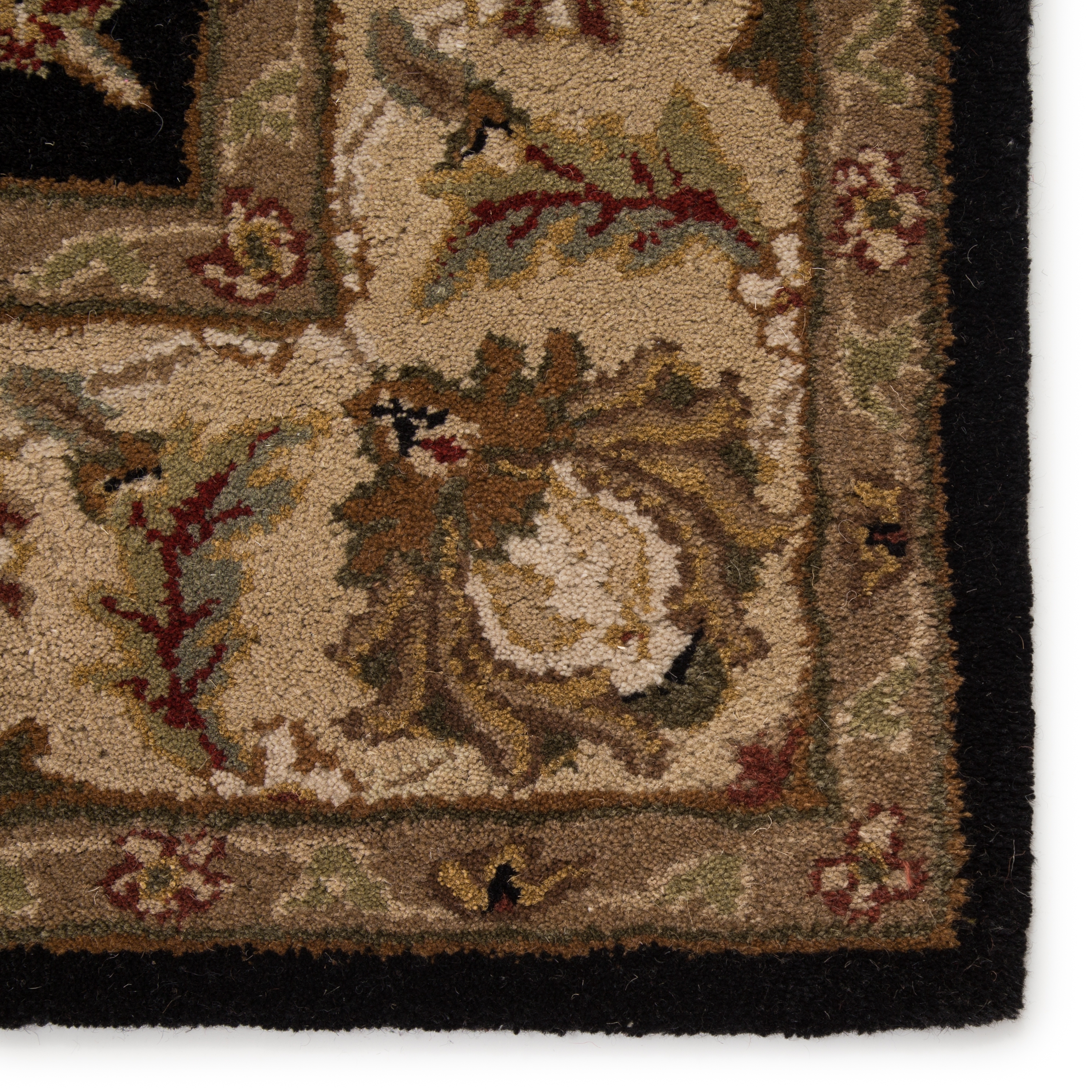 Selene Handmade Floral Black/ Beige Area Rug (8' X 10') - Image 3