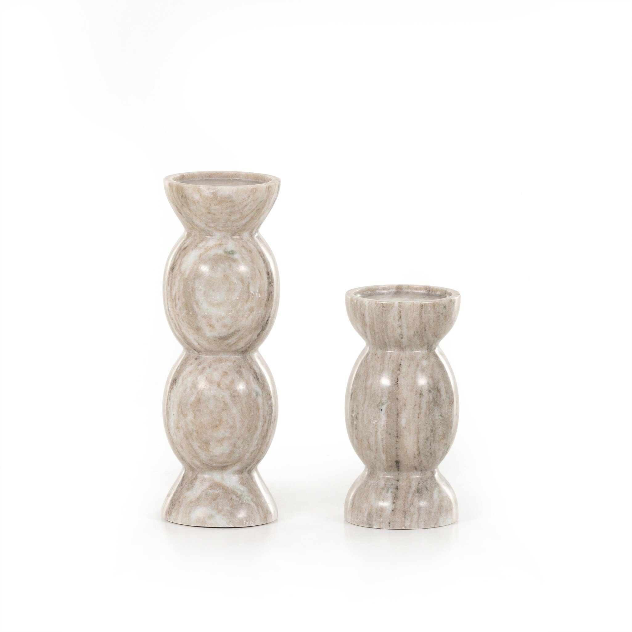 Kivu Pillar Candle Holder, Set Of 2 - River Grey Marble - Image 10