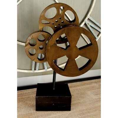Markieff 3 Bronze Metal Movie Reels Table Decor - Image 0