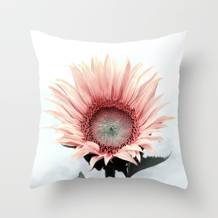 Pink Sunflower Throw Pillow by Printsproject - Cover (18" x 18") With Pillow Insert - Outdoor Pillow - Image 0