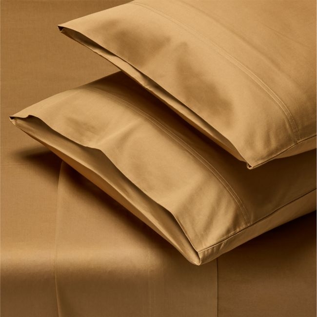 Classic Organic Cotton Sateen 520 Thread Count Smoked Amber Queen Sheet Set - Image 0
