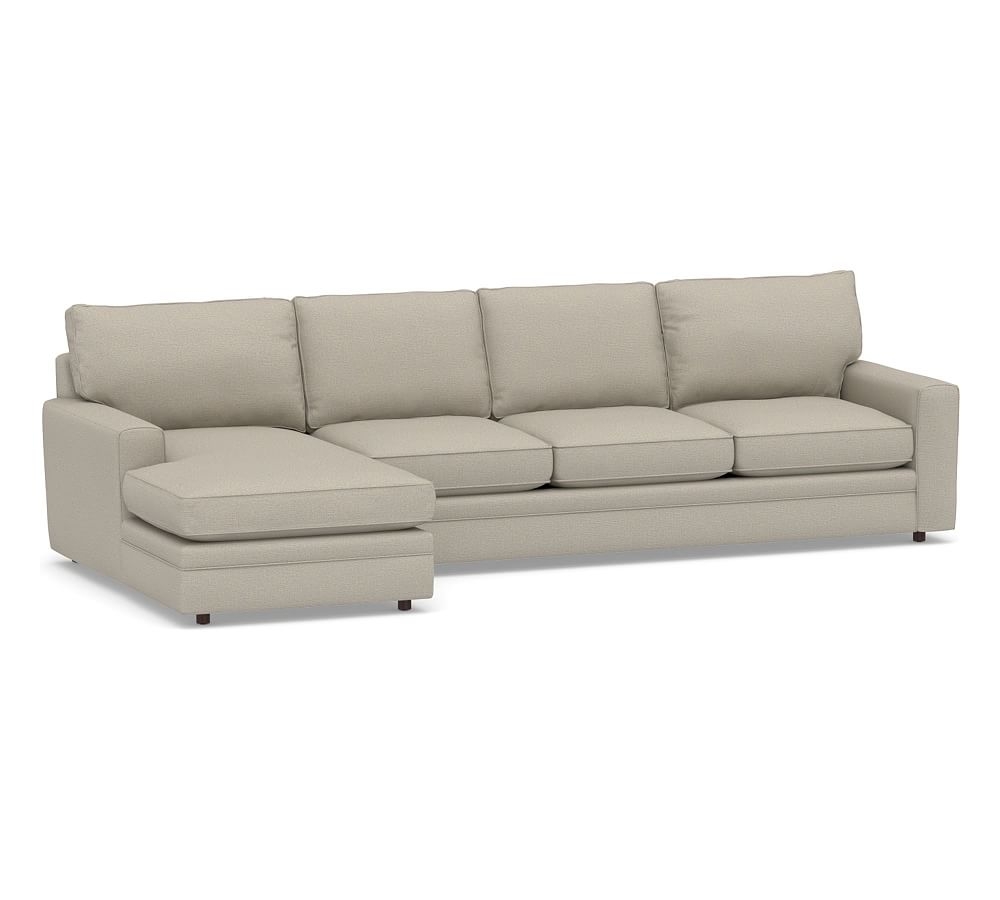 Pearce Square Arm Upholstered Right Arm Sofa with Chaise Sectional, Down Blend Wrapped Cushions, Performance Boucle Fog - Image 0