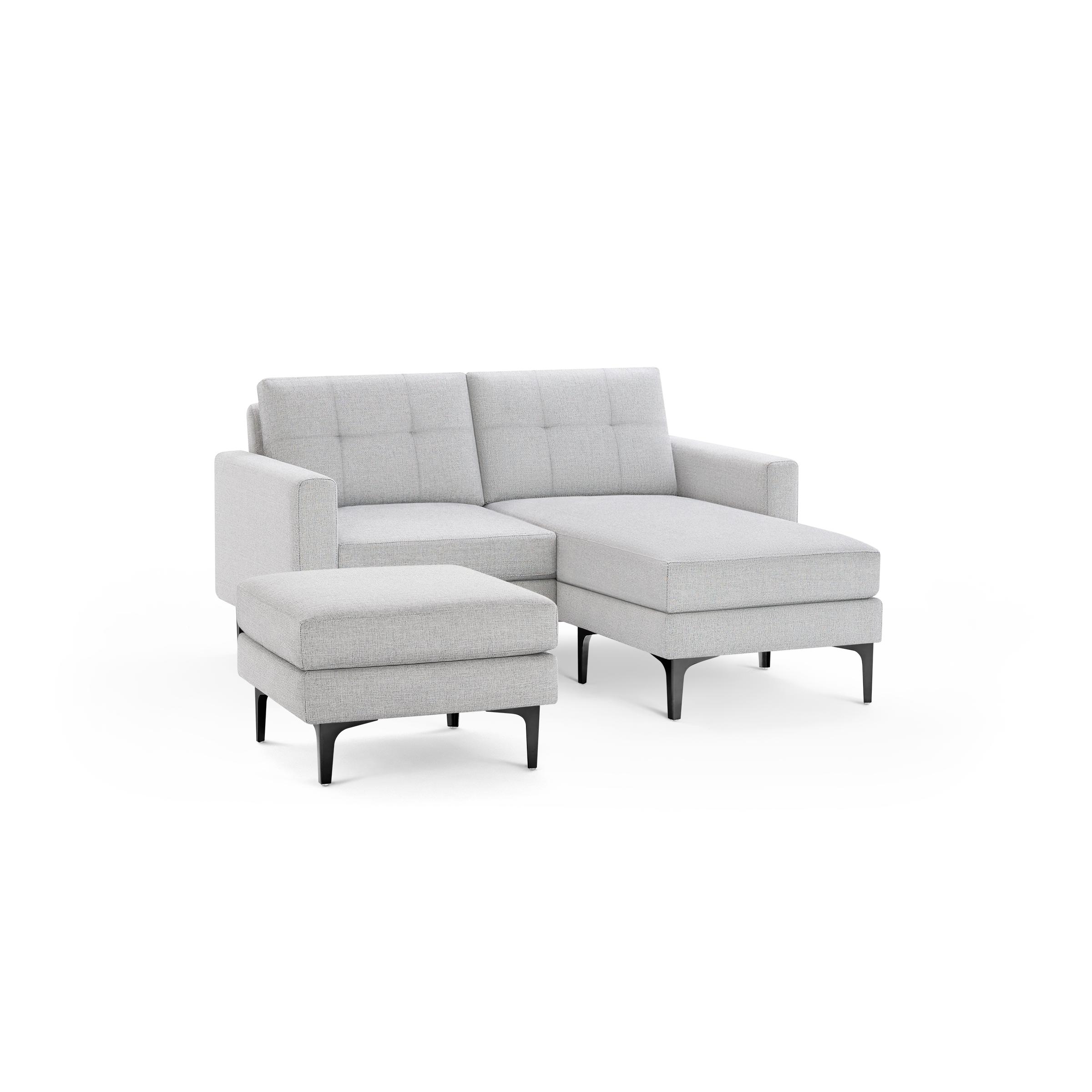 Nomad Loveseat with Chaise and Ottoman - Crushed Gravel - Performance Chenille / Black - Metal / Block - Image 0