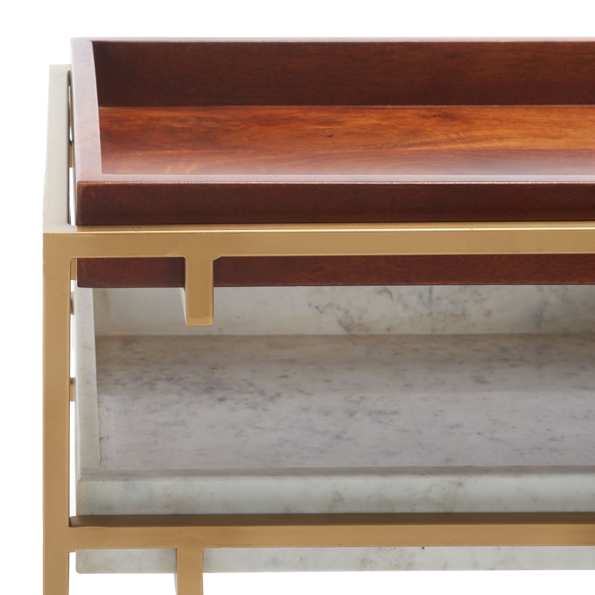 Akari Marble Console Table - Brown / White - Safavieh - Image 2