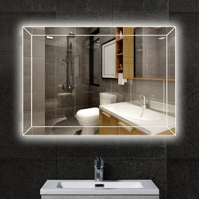 Ivy Bronx 48X30 Inch Faddish LED Bathroom Mirror, IP44, 6000K-6500K, Energy Saving Copper-Free Silver LED Wall Vanity Mirror - Image 0