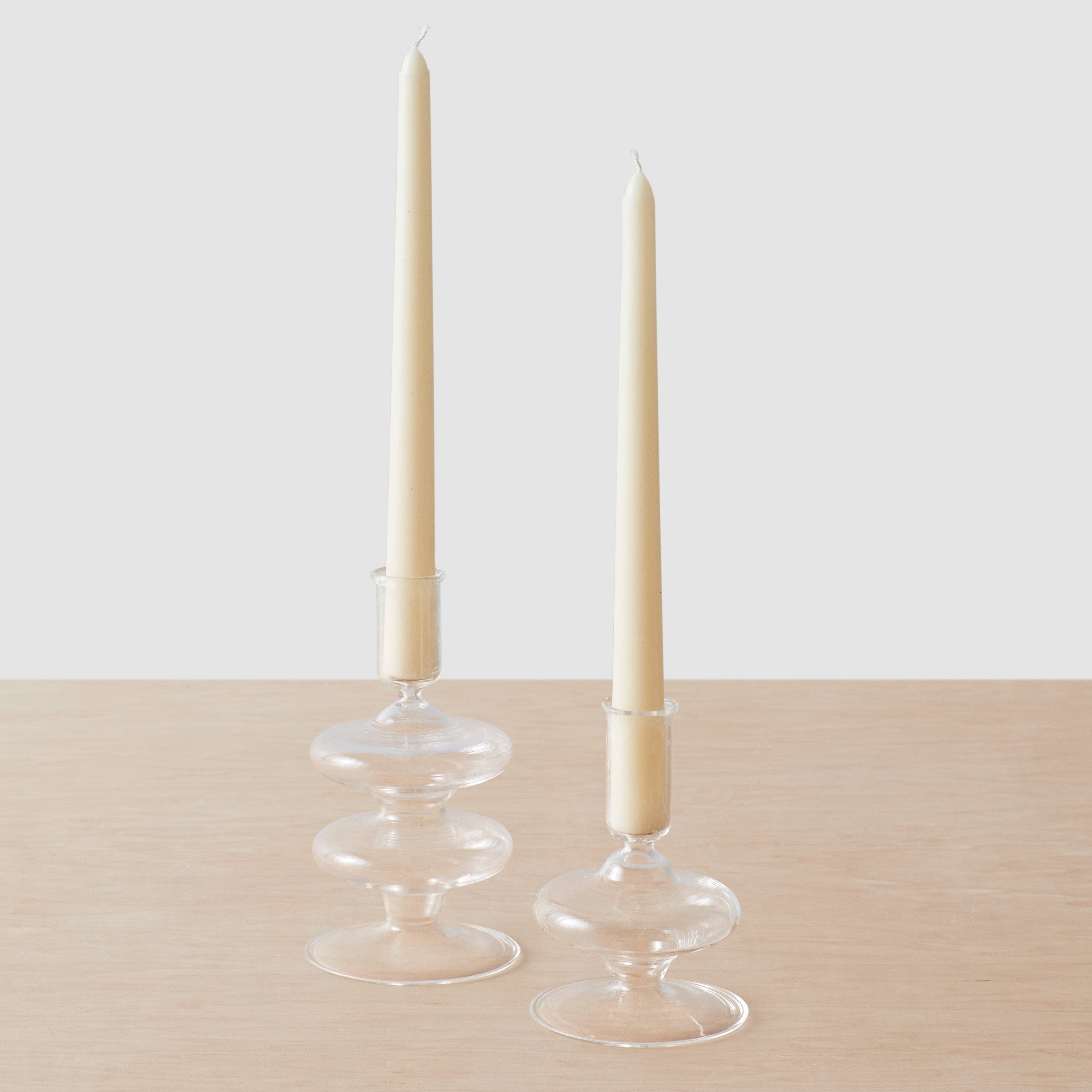 The Citizenry Veeha Glass Candle Holders Set of 2 | Clear - Image 2