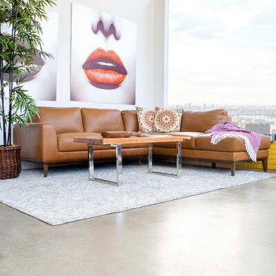 Mary 97" Wide Genuine Leather Sofa & Chaise-Right Hand Facing - Image 0