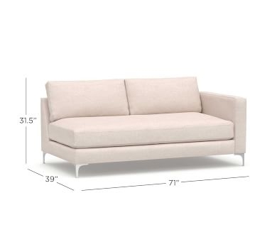 Jake Upholstered Sectional Ottoman with Bronze Legs, Polyester Wrapped Cushions, Chenille Basketweave Charcoal - Image 3