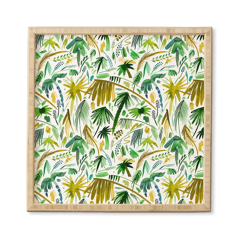 Tropical Expressive Palms by Ninola Design - Framed Wall Art Bamboo 30" x 30" - Image 0