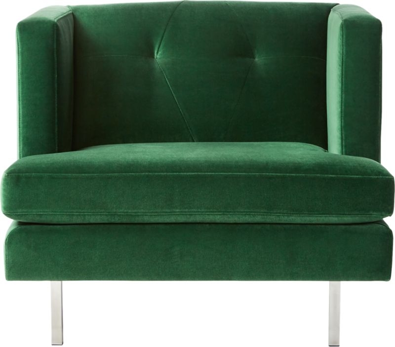 Avec Emerald Green Chair with Brushed Stainless Steel Legs - Image 1