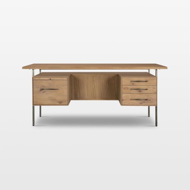 Sedgwick Solid Oak Wood Desk with Storage - Image 0