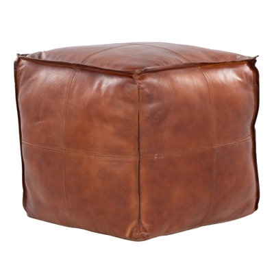 Cobbler Industrial Pouf in Black Leather - Image 0
