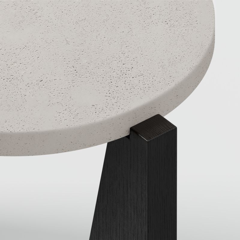 Miro Concrete Round End Table with Black Ebonized White Oak Wood Base - Image 1