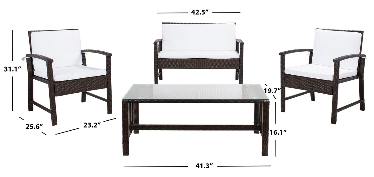 Krissy Living Set - Brown/White - Safavieh - Image 7