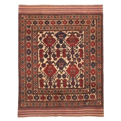 Hand-Knotted Afghan Shiravan Red Wool Rug 6'10" X 8'4" - Image 0