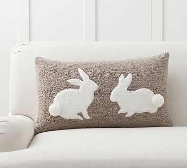 Pom Pom Bunny Pillow Cover, 16 x 26", Neutral Multi - Image 0
