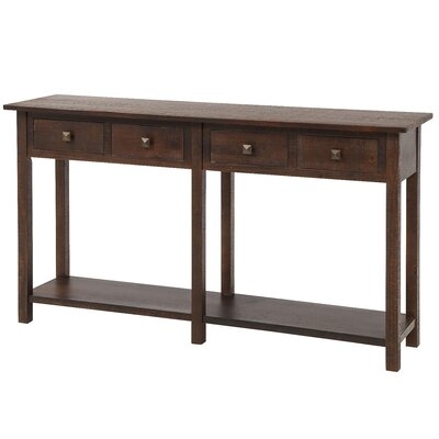 Rustic Brushed Texture Entryway Table Console Table With Drawer And Bottom Shelf For Living Room - Image 0