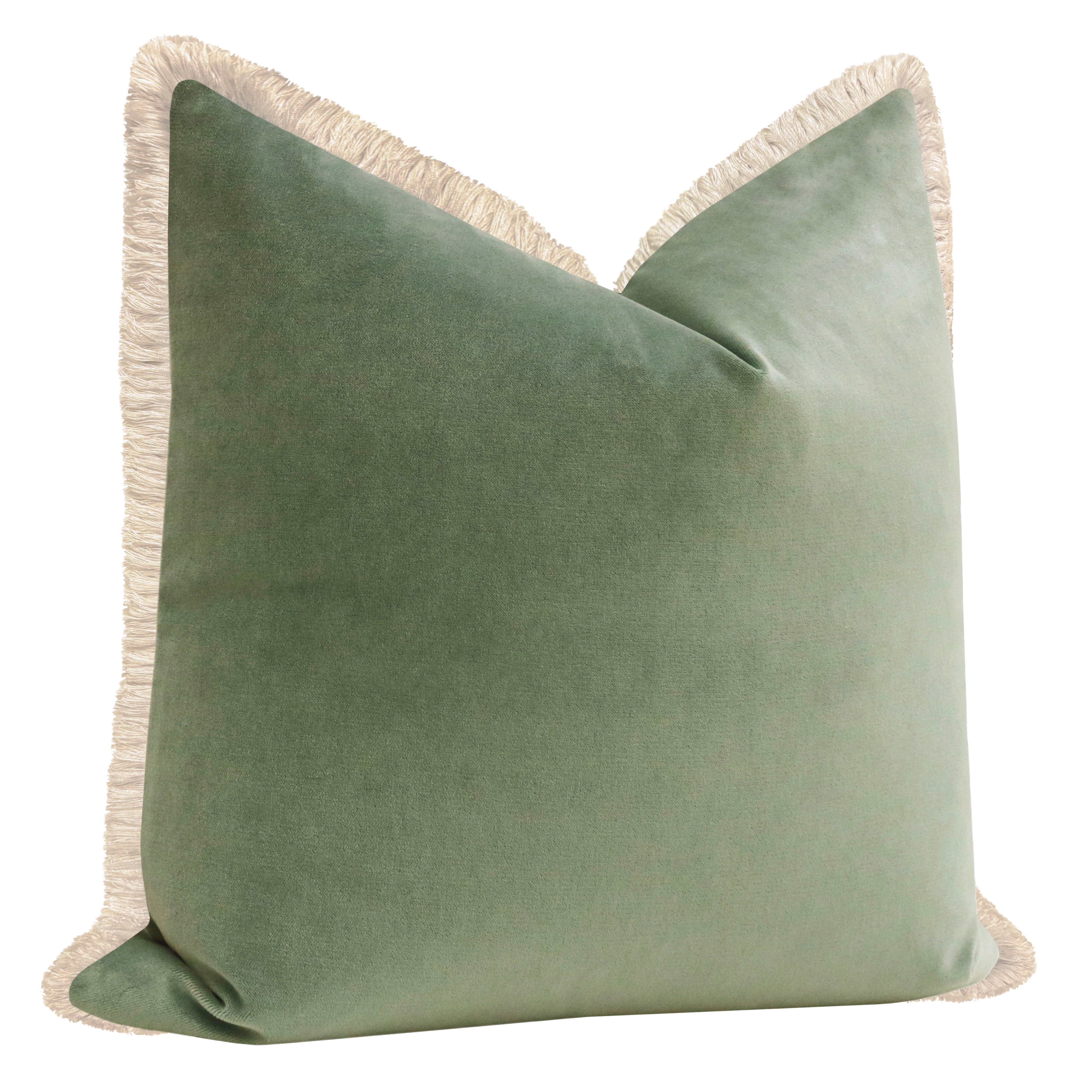 SOCIETY VELVET // EUCALYPTUS + FRINGE - Sample 4" X 4" / Natural Fringe - Image 2