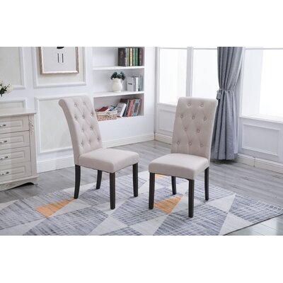Noble And Elegant Solid Wood Tufted Dining Chair (Set Of 2) - Image 0